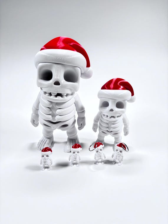 Weihnachts Skelett - Schreibtischspielzeug - Figrchen Wohndeko -  Bewegliches Weihnachts Skelett mit Santa Mtze - Fidget Toy Gadget - Etsy.de