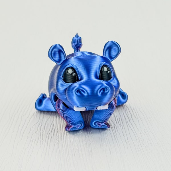 Rot/Blau Hippos - kleine bewegliche Nilpferde - Flexi Gelenk Schreibtischspielzeug - Fidget Stimming Dekoration - Happy Hippo