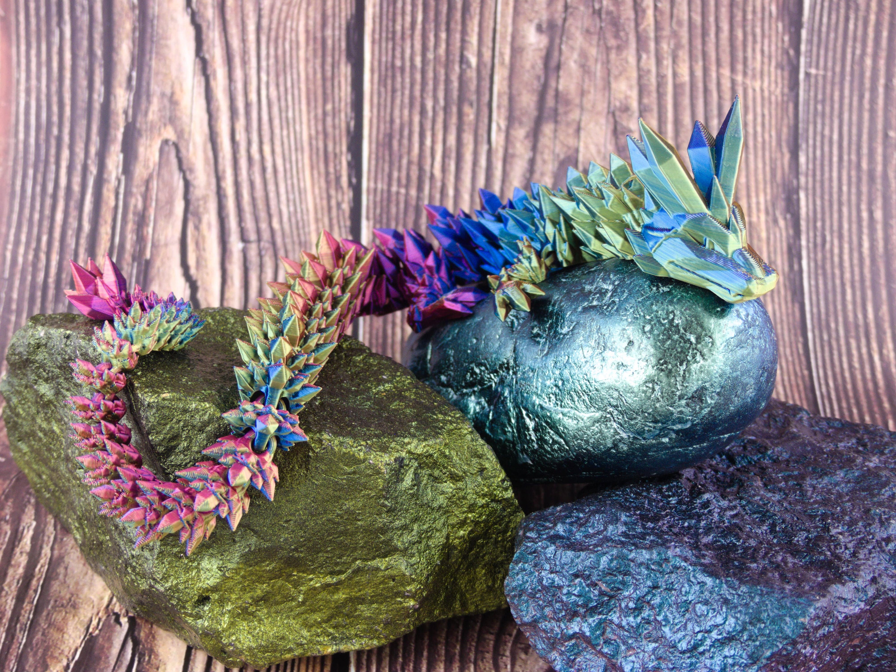 3D-gedruckter, Beweglicher Kristall-Drache Im Ei – Lila, 22 Cm, Dekoration & Spielzeug