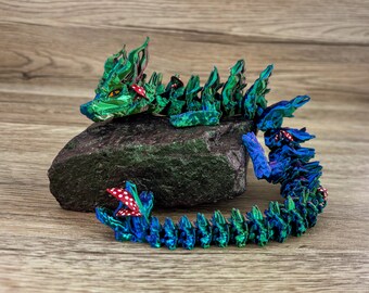 Forest Dragon Articulating Forest Dragons Hand Painted Shimmering Colors - Flexible Sensory Toy - Desk Toy ASMR - Dungeons Dragons