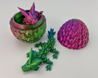 Mystery Egg Egg Dragon Surprise Egg Movable Jointed Crystal Dragon 3D Print Printed Mystery Box Surprise - Stress Balls Fidget
