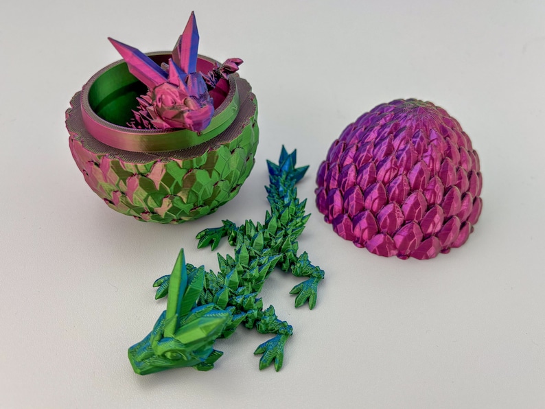 Mystery Egg Egg Dragon Surprise Egg Movable Jointed Crystal Dragon 3D Printed Mystery Box Surprise Stress Balls Fidget image 1