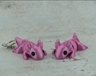 Baby Axolotl - Fidget Toy - Axolotl Desk Toy 3D Printed - Jointed Limb Keychain Pendant