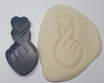 Finger Heart Clay Polymer Stamp Cookie Cutter Emoji Cookie Cutters Stamp