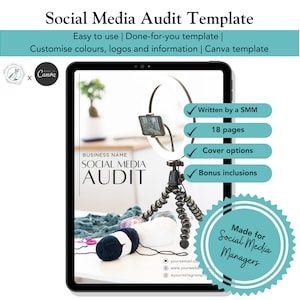 Social Media Audit Template | Social Media Managers | Virtual Assistants | Canva
