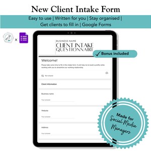 New Client Intake Form | Social Media Manager | Google Form