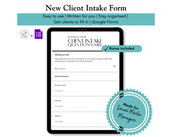 New Client Intake Form | Social Media Manager | Google Form