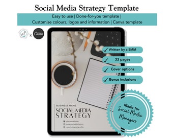 Plantilla de estrategia de redes sociales / Canva, kit de marketing (descarga digital)