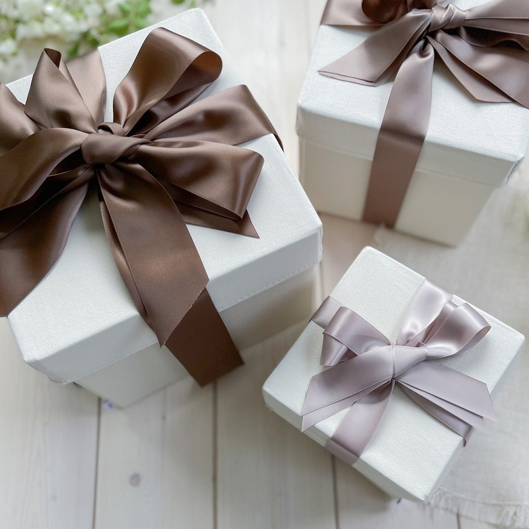 Empty Gift Box With Lid Stackable Gift Box Dark Brown Ribbons Custom