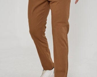 Men's Dark Brown Organic Cotton Slim Fit Spring Trousers Tailored Smart Casual Dress Pants, Breathable Sustainable Office Menswear - Etsy Men's Dark Brown Organic Cotton Slim Fit Spring Trousers Tailored Smart Casual Dress Pants, Breathable Sustainable Office Menswear - Etsy