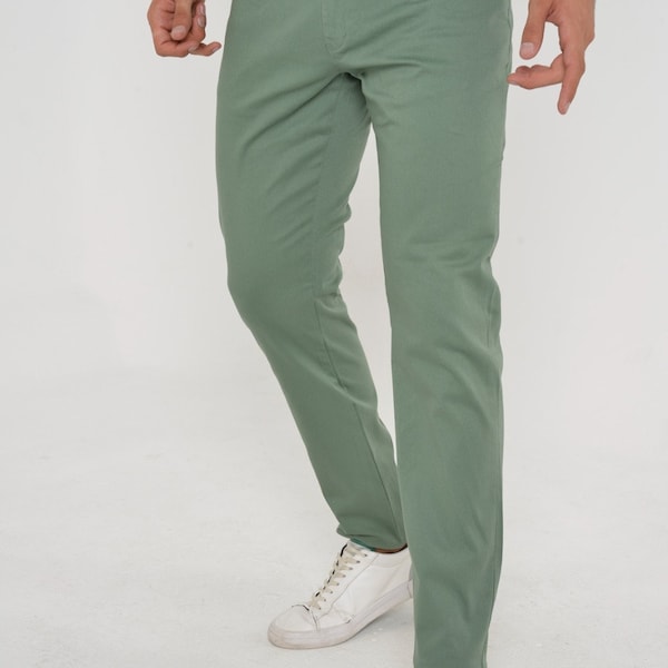 grüne Hose für Männer, Baumwollhose, Baumwollhose, Geschenk für Männer, Herrenhose, grüne Hose, Slim Fit Baumwollhose