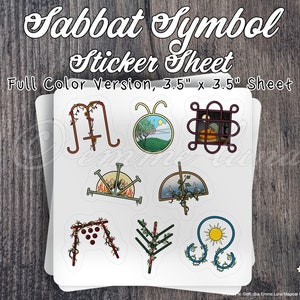 Illustrated Sabbat Symbol Sticker Sheet