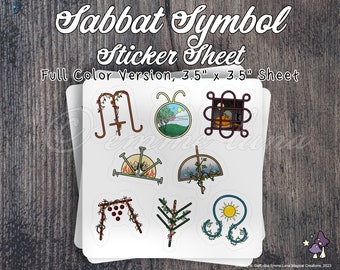 Illustrated Sabbat Symbol Sticker Sheet