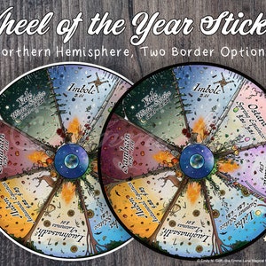 Wheel of the Year Sticker (Northern Hemisphere), Two Border Color Options