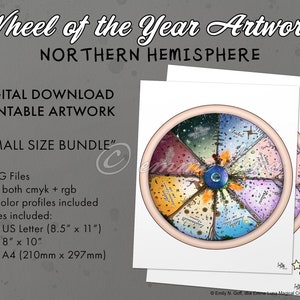 Wheel of the Year Art Print Digital Download, NORTHERN Hemisphere - SMALL Size Bundle