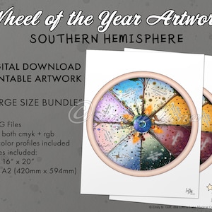 Wheel of the Year Art Print Digital Download, SOUTHERN Hemisphere - LARGE Size Bundle