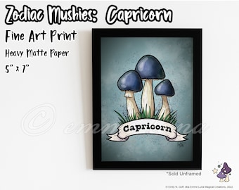 Zodiac Mushies: Capricorn, 5"x7" Fine Art Print