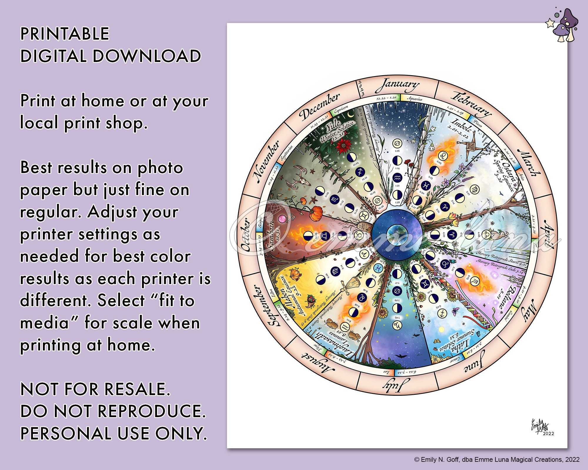 2023 Wheel of the Year Calendar NORTHERN HEMISPHERE Digital Etsy Canada