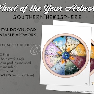 Wheel of the Year Art Print Digital Download, SOUTHERN Hemisphere - MEDIUM Size Bundle