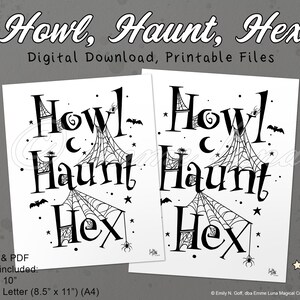 Howl, Haunt, Hex - Printable Digital Download Art Print