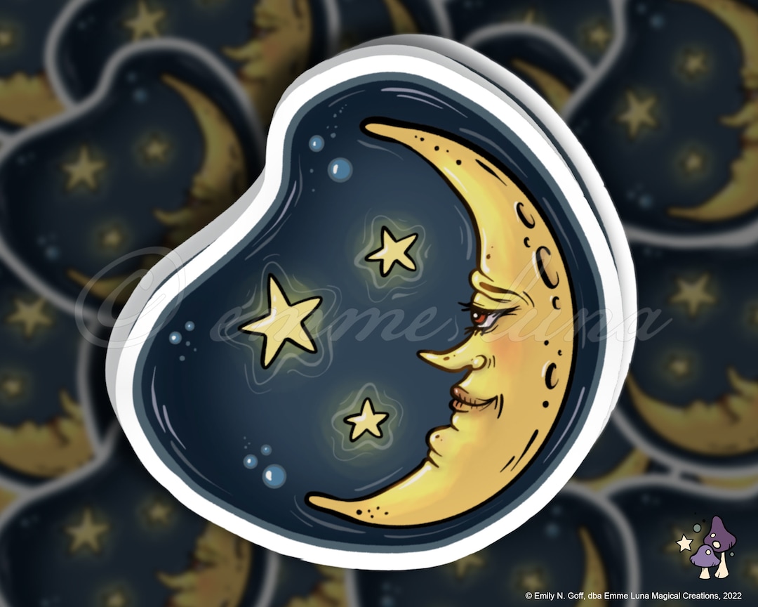 Crescent Sticker Crescent Moon + Stars Sticker - FREE Domestic Shipping - Etsy