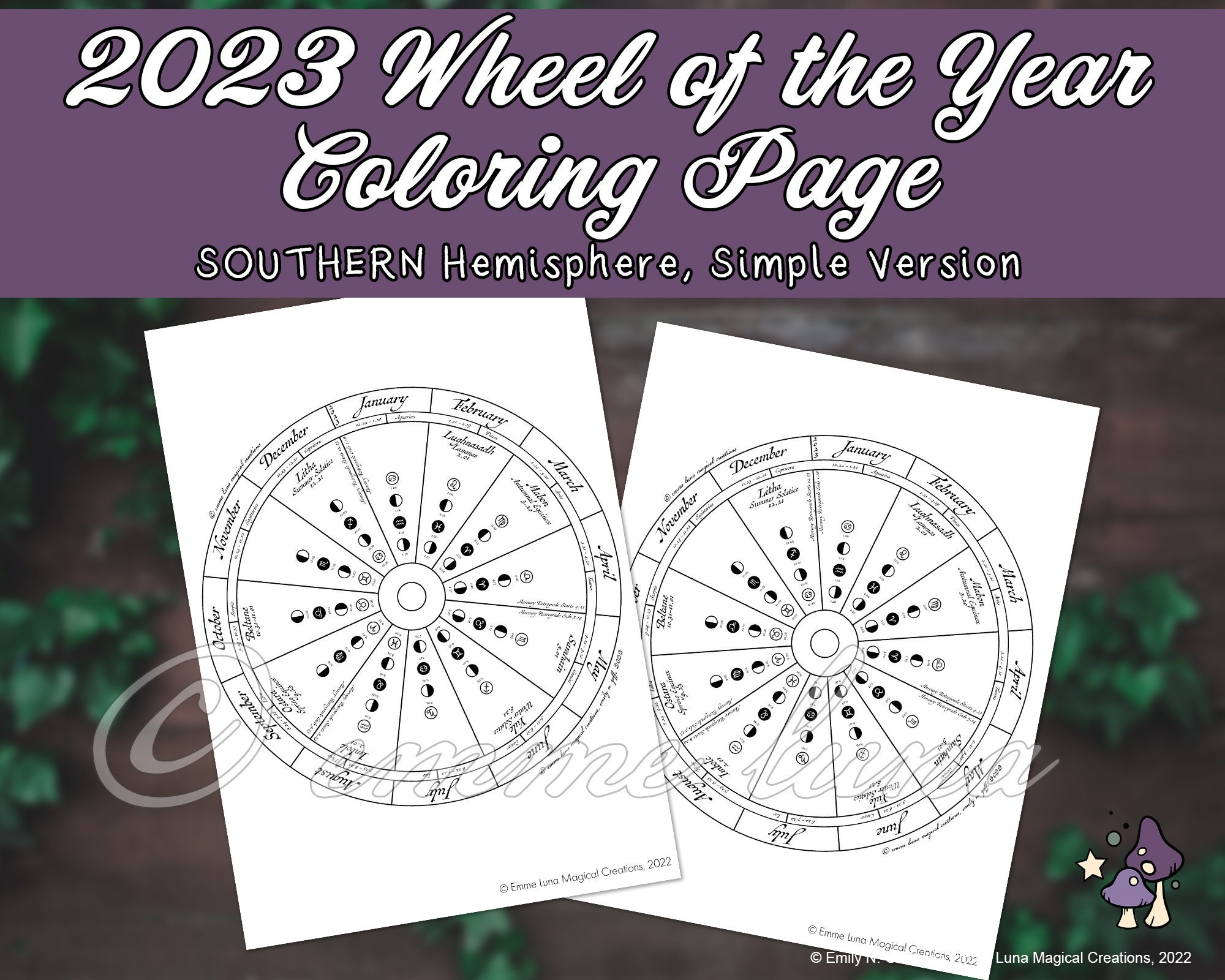 2023 Wheel of the Year Coloring Page Digital Download Etsy Canada