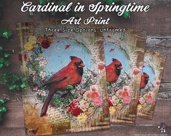 Cardinal in Springtime No. 2, Fine Art Print - Three Size Options