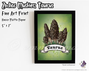 Zodiac Mushies: Taurus, 5"x7" Fine Art Print