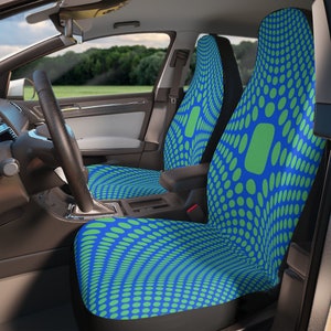 Blue Green Dots Car Seat Covers for Vehicles, for auto, for women Set of 2