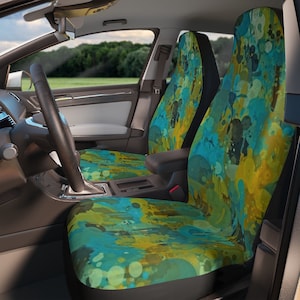 Green Abstract Splatter Car Seat Covers
