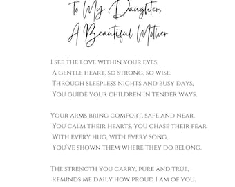 A Letter to My Daughter - Daughter Pregnancy Poem Print - Heartfelt ...