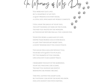 In Memory of My Dog Poem| Dog Memorial Poem Printable| Pet Loss Digital Download| Rainbow Bridge Pet Sympathy Gift| Pet Remembrance Wall Art