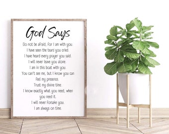 God Say's Prayer for Fear, Anxiety, Depression Prints| Faith Prints, God Prints, Inspirational Sayings| Motivational Quotes