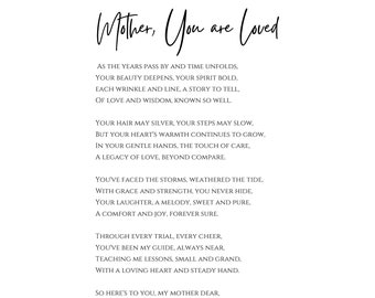 Mom, You are Loved (A Poem to My Mom| Mother&#39;s Day Poem| Dia De Las Madres Poema| Birthday Gift for Mom| Poem for a Mother Getting Older)