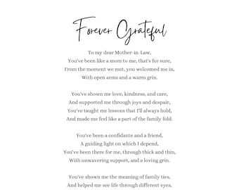 Forever Grateful - A Poem to My Mother-In-Law