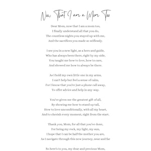 Ahora que yo también soy madre (Poema para mi mamá, Regalo para mamá nueva, Regalo para mamá nueva, Regalo para mamá/)