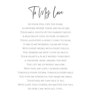 Romantic Love Poem for Boyfriend | Heartfelt Anniversary, Valentine’s Day, or Just Because Gift | Printable or Customizable Love Note