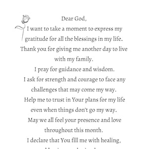 Prayer of Gratitude, Strength, Hope, Healing,Anxiety, Faith Prints, God Prints, Inspirational Sayings, Christian Prints, Religion Prints