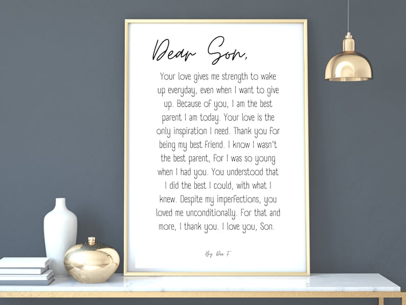 Dear Son Poem| Mother Son Quotes Prints, Son Poem, Son Prayer, Mom Life ...