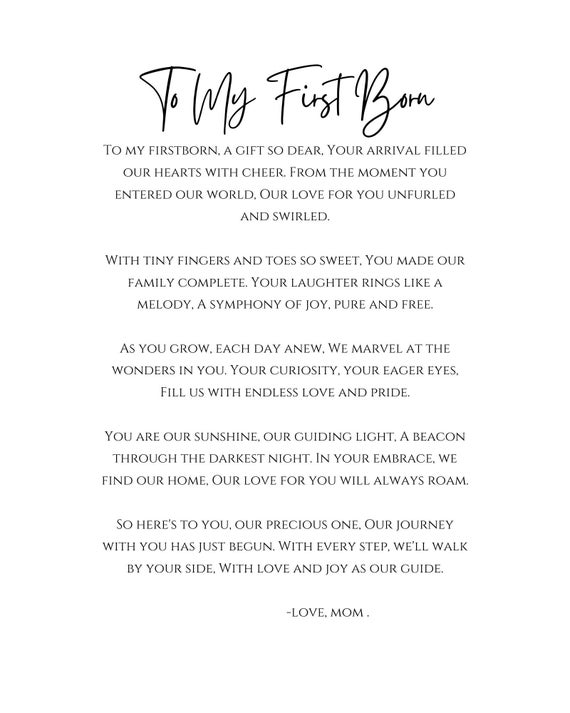 party dress for a first born poem Firstborn Poem, My First Born Poem, Gift for Son Gift for Daughter Wedding  Gift Graduation Gift Birthday Gift to Child