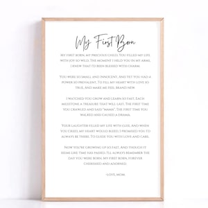 My First Born Poem, Gift for Daughter Gift for Son Wedding Gift Graduation Gift Birthday Gift to Child