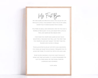 My First Born Poem, Gift for Daughter Gift for Son Wedding Gift Graduation Gift Birthday Gift to Child