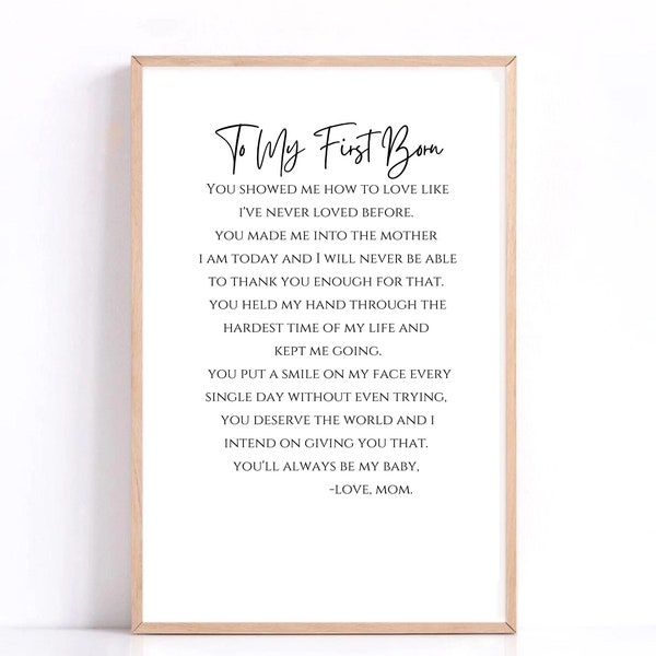 To My First Born Poem, Gift for son Gift for daughter Wedding Gift Graduation Gift Birthday Gift to Child