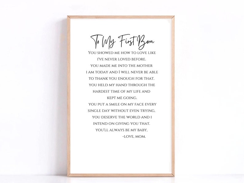 To My First Born Poem, Gift for son Gift for daughter Wedding Gift Graduation Gift Birthday Gift to Child image 1
