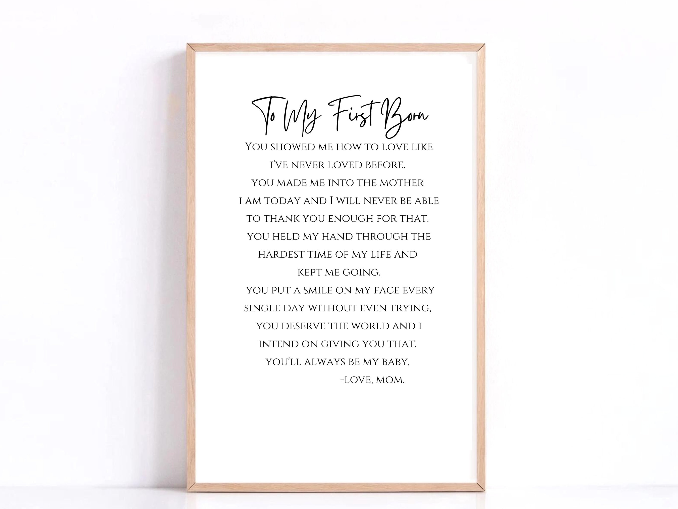 To My First Born Poem, Gift for son Gift for daughter Wedding Gift Graduation Gift Birthday Gift to Child