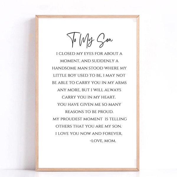To My Son Poem, Wedding Gift Gift for son Graduation Gift Birthday Gift to Child Christmas Gift