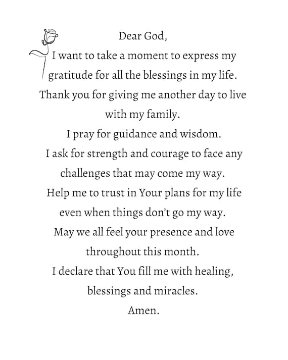 Prayer of Gratitude, Strength, Hope, Healing,Anxiety, Faith Prints, God Prints, Inspirational Sayings, Christian Prints, Religion Prints