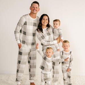 Matching Family Cotton Pajamas: Fireside Gray Plaid Jammies