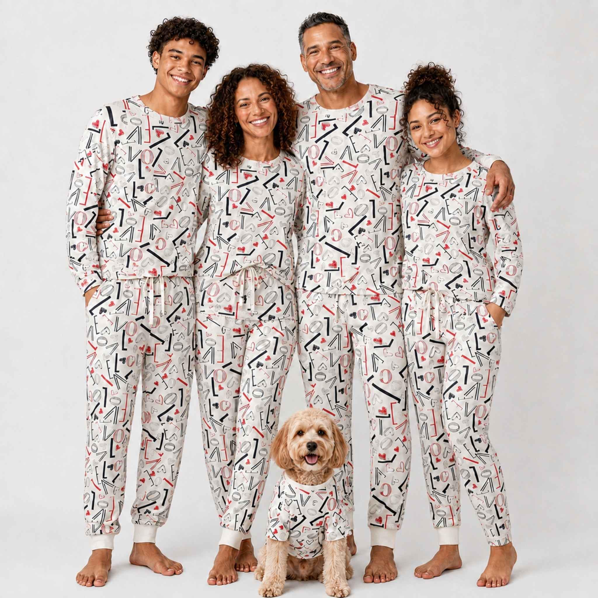 Matching Family Cotton Pajamas: Love Graffiti Print