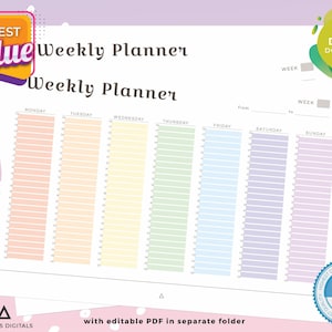 Rainbow Weekly Planner: Undated, Printable Organizer (Digital Download)